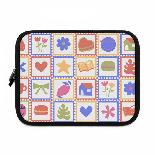 Whimsical Floral Laptop Sleeve - Colorful and Fun Design for Students and Professionals