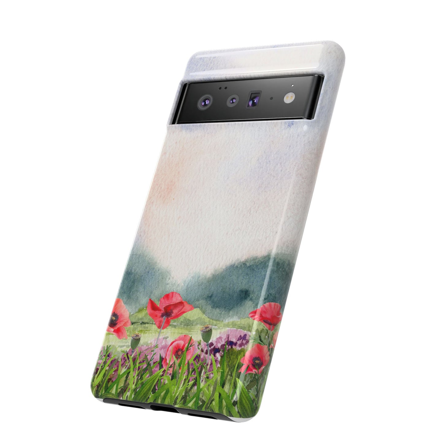 Floral Tough Phone Case – Watercolor Poppy Design for Nature Lovers