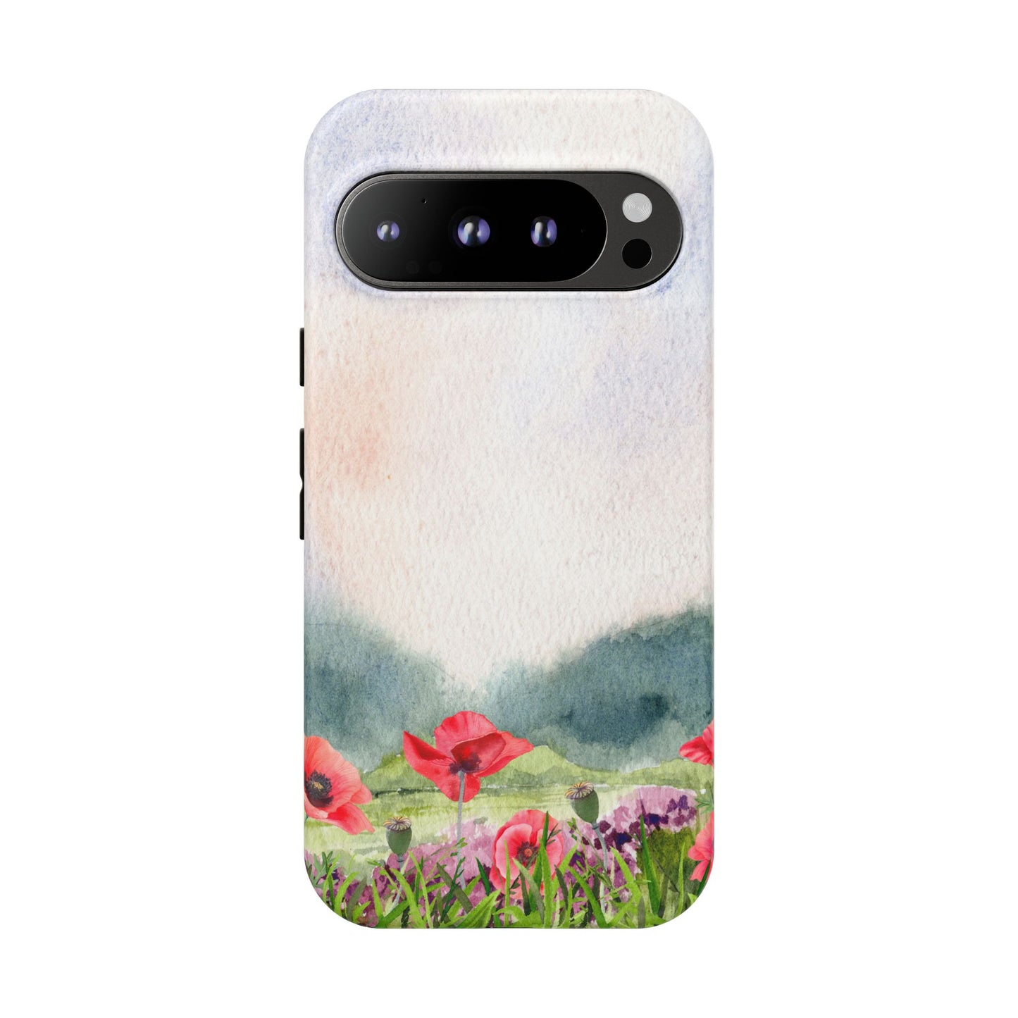 Floral Tough Phone Case – Watercolor Poppy Design for Nature Lovers