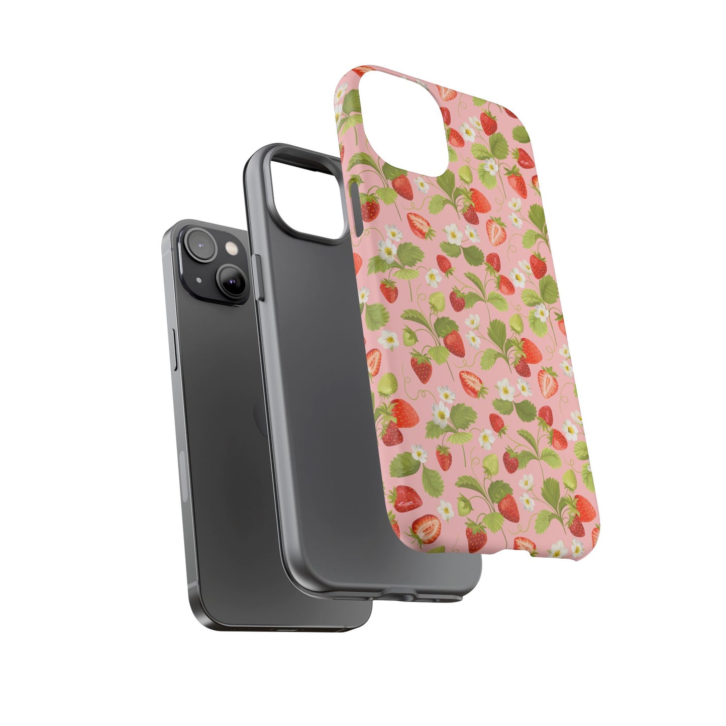 Strawberry Floral Tough Case - Cute Berry Pattern Phone Cover