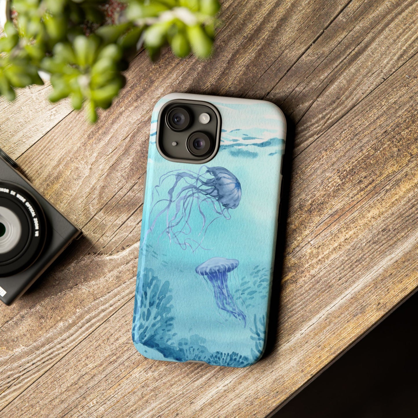 Ocean-Inspired Tough Phone Case with Jellyfish Design