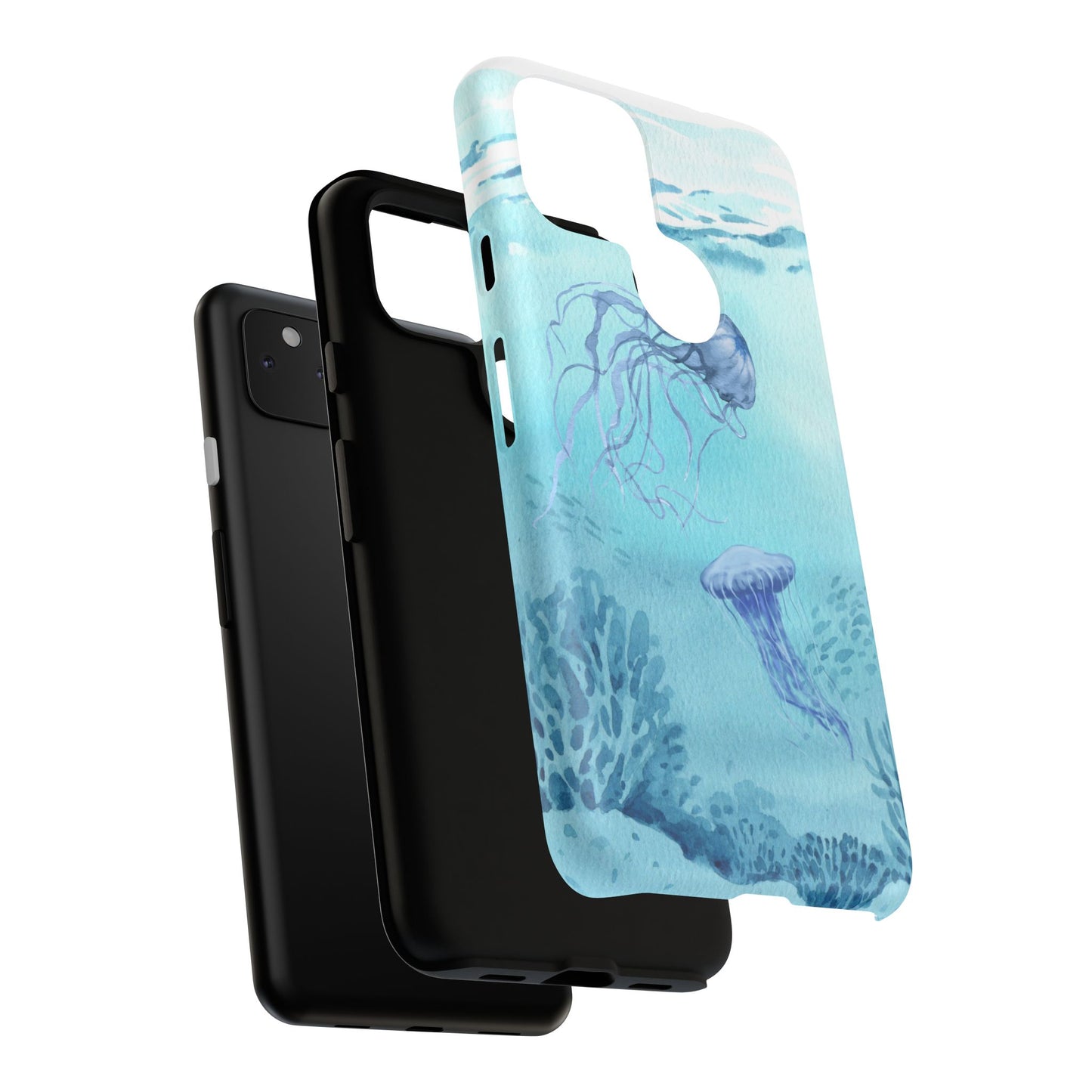 Ocean-Inspired Tough Phone Case with Jellyfish Design