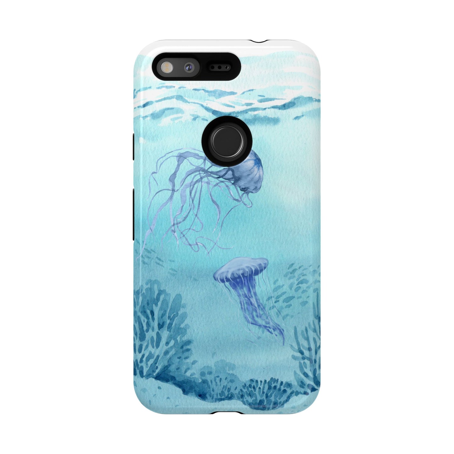 Ocean-Inspired Tough Phone Case with Jellyfish Design