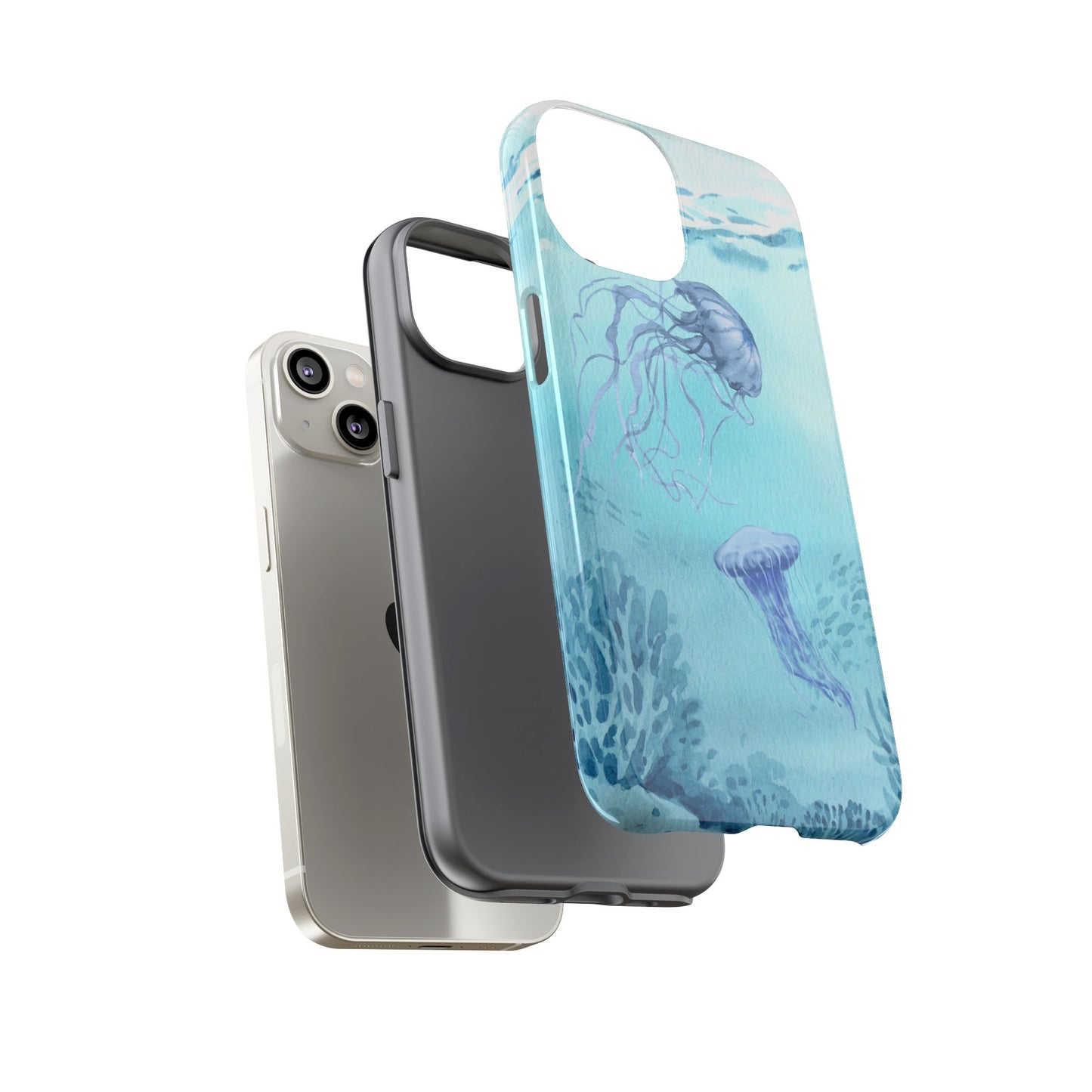 Ocean-Inspired Tough Phone Case with Jellyfish Design