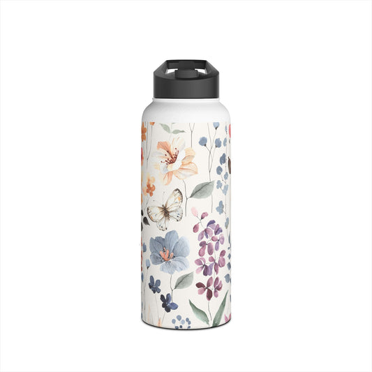 Floral Stainless Steel Water Bottle, Eco-Friendly Travel Mug, Reusable Drink Container, Gift for Nature Lovers, Summer Hydration