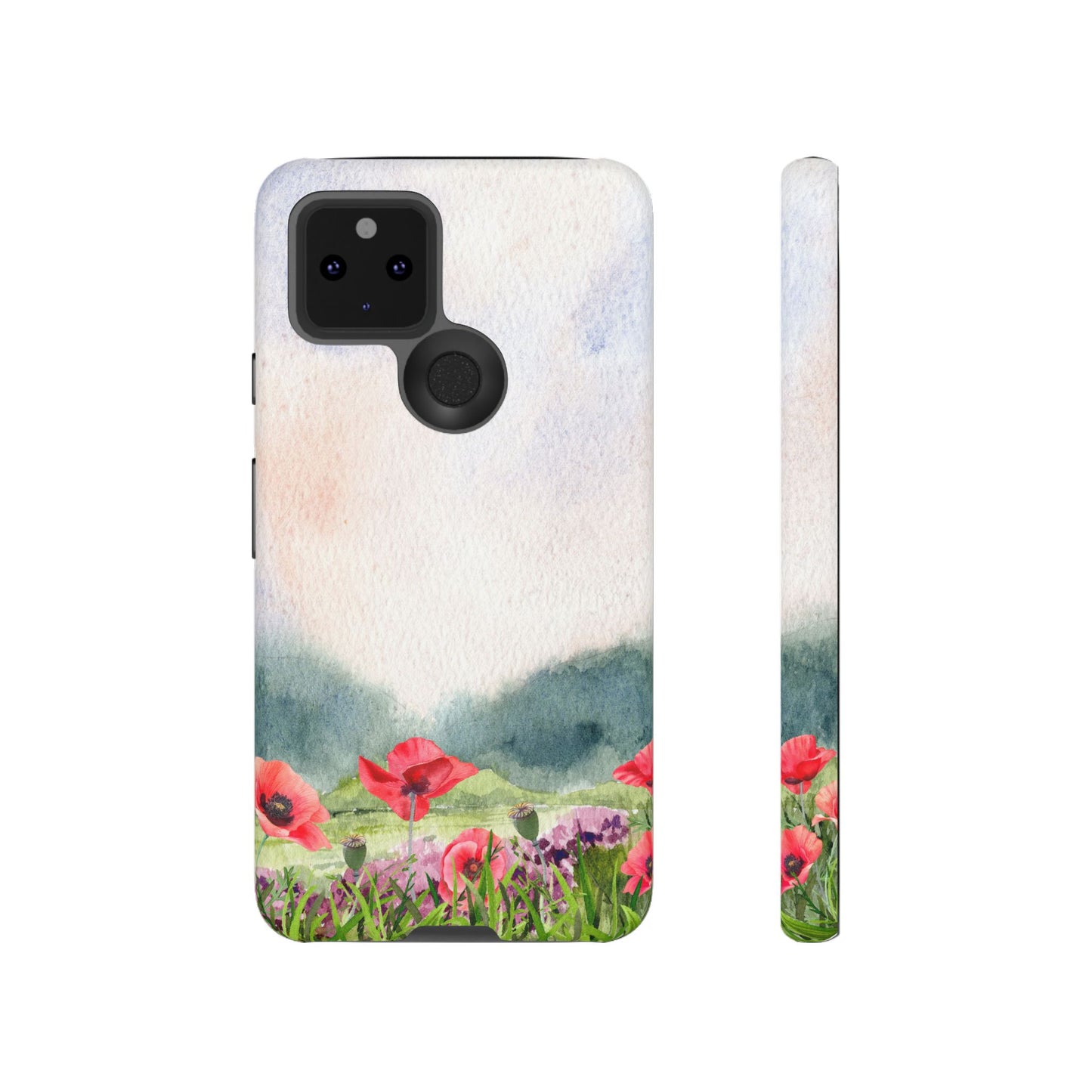 Floral Tough Phone Case – Watercolor Poppy Design for Nature Lovers
