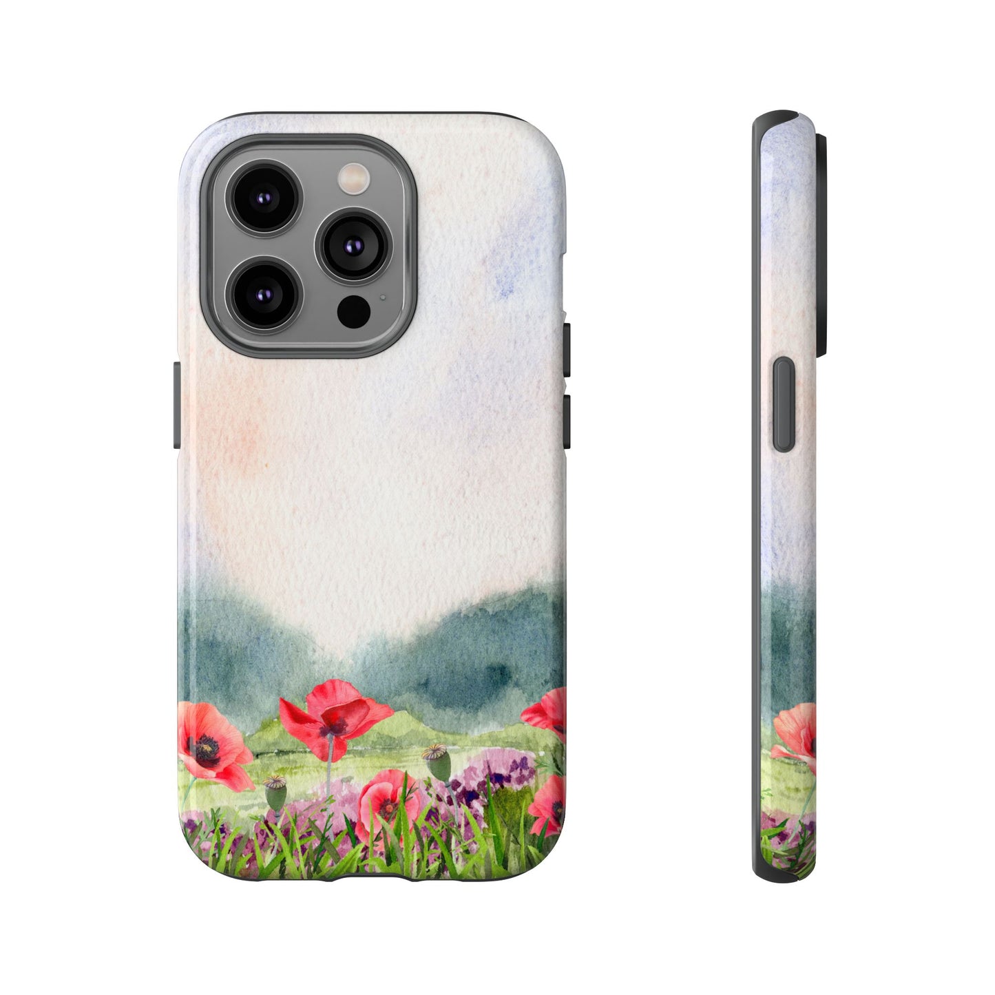 Floral Tough Phone Case – Watercolor Poppy Design for Nature Lovers