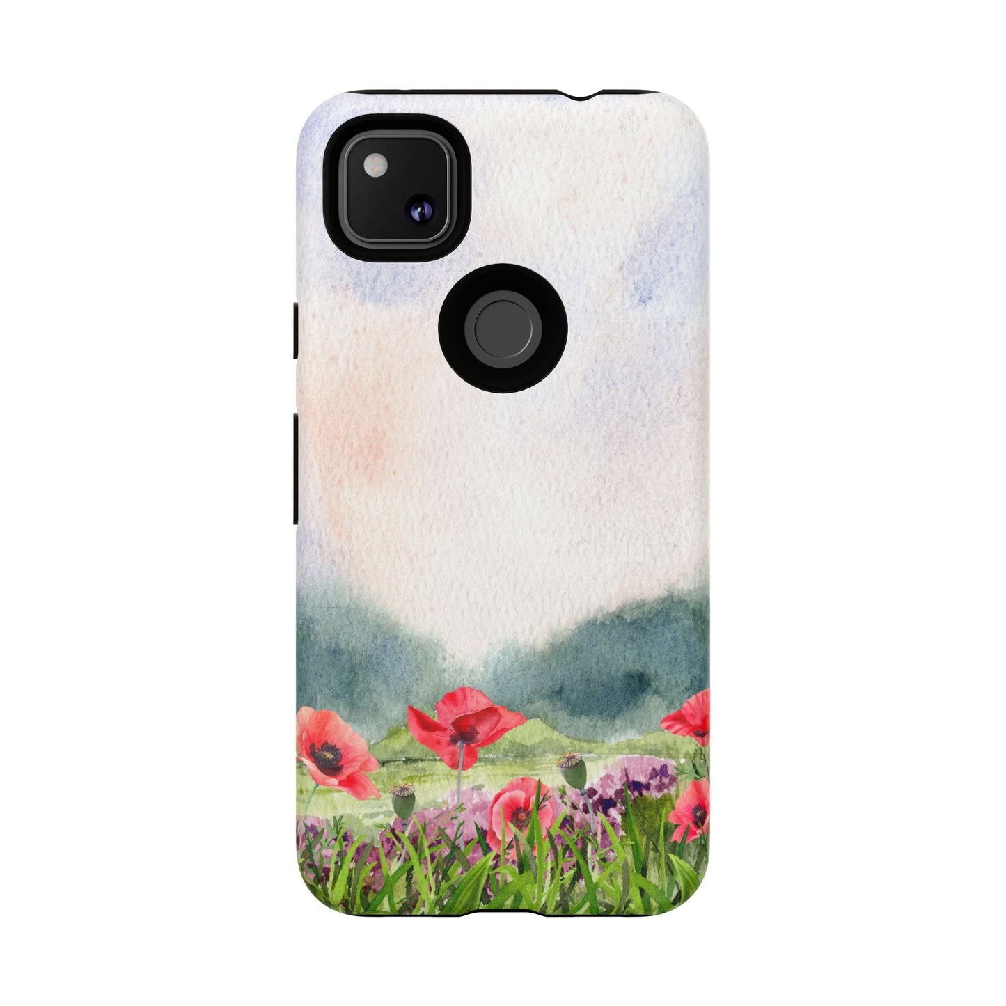 Floral Tough Phone Case – Watercolor Poppy Design for Nature Lovers