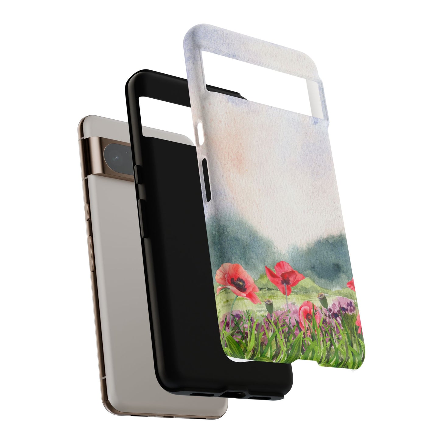 Floral Tough Phone Case – Watercolor Poppy Design for Nature Lovers