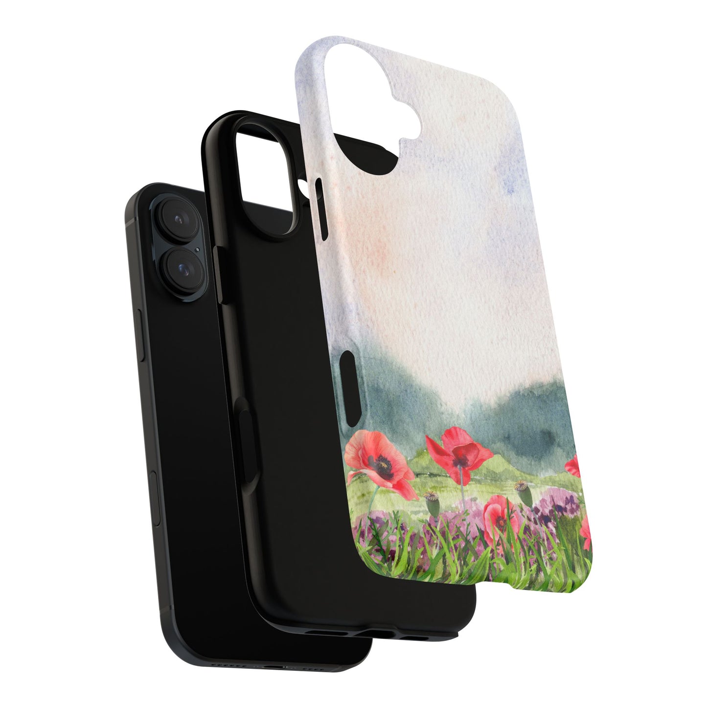 Floral Tough Phone Case – Watercolor Poppy Design for Nature Lovers