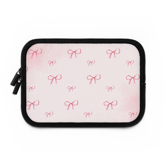Chic Pink Bow Laptop Sleeve - Stylish Protection for Your Device