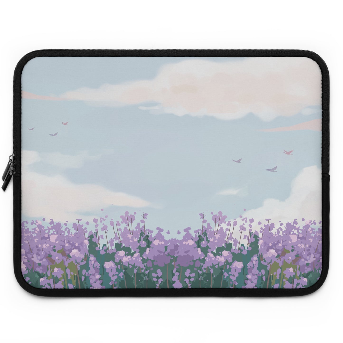 Floral Laptop Sleeve - Lavender Sky Design for Nature Lovers