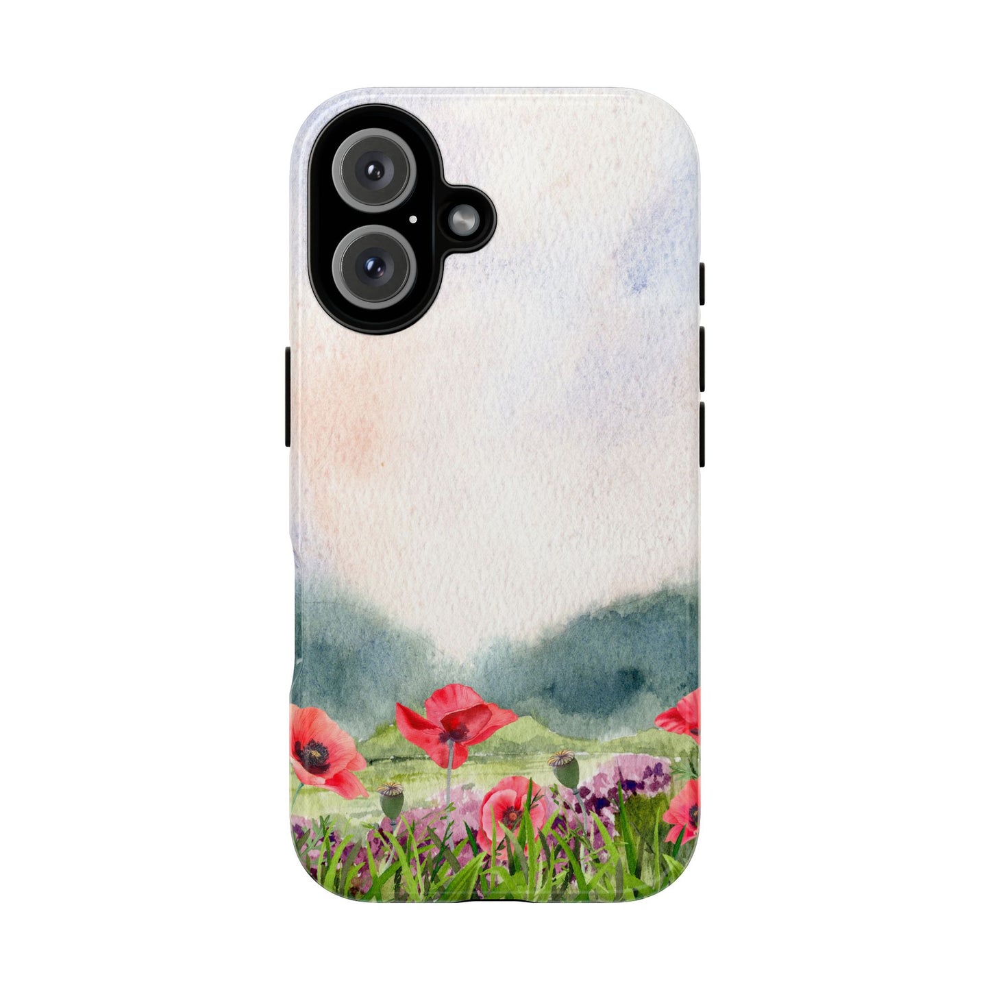 Floral Tough Phone Case – Watercolor Poppy Design for Nature Lovers