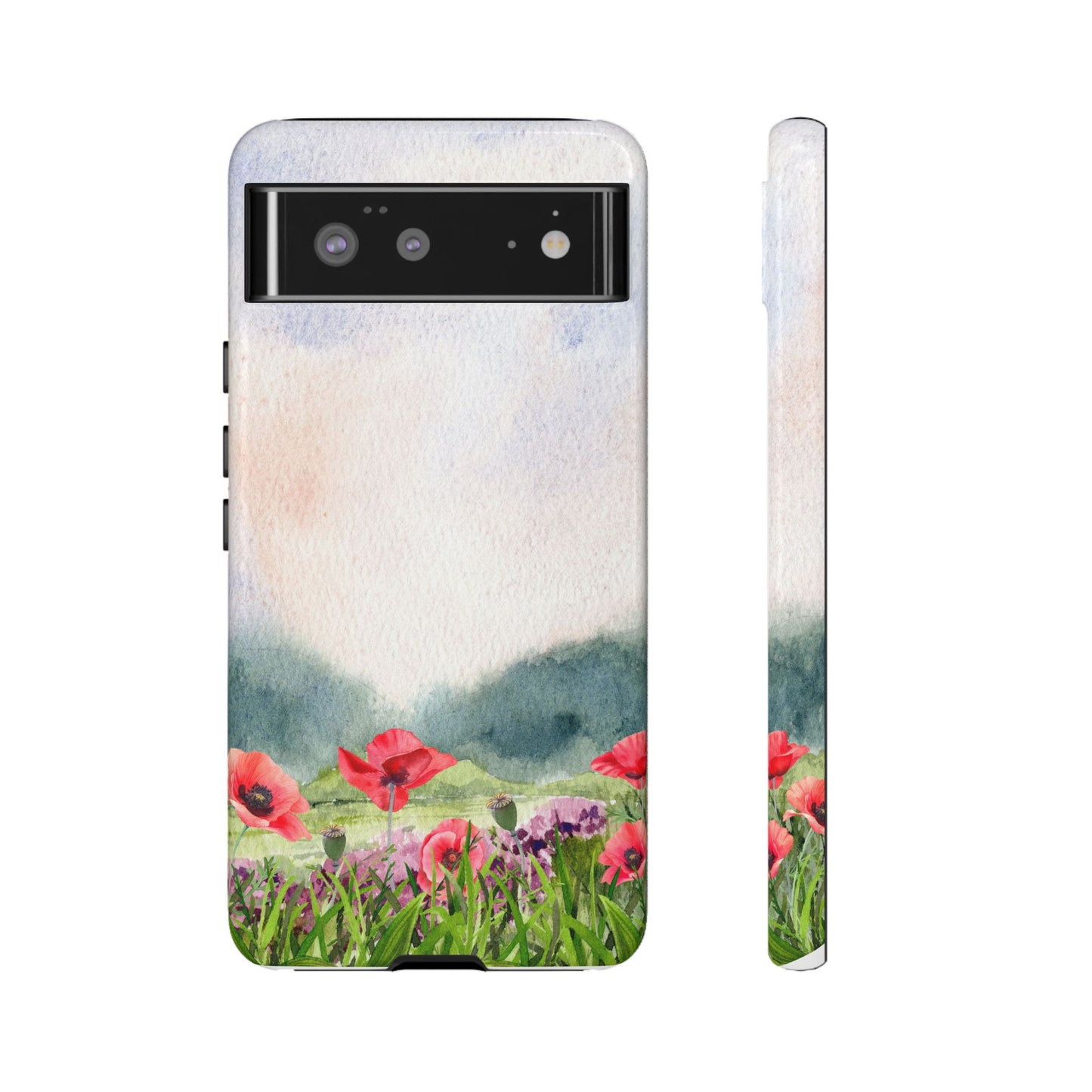 Floral Tough Phone Case – Watercolor Poppy Design for Nature Lovers