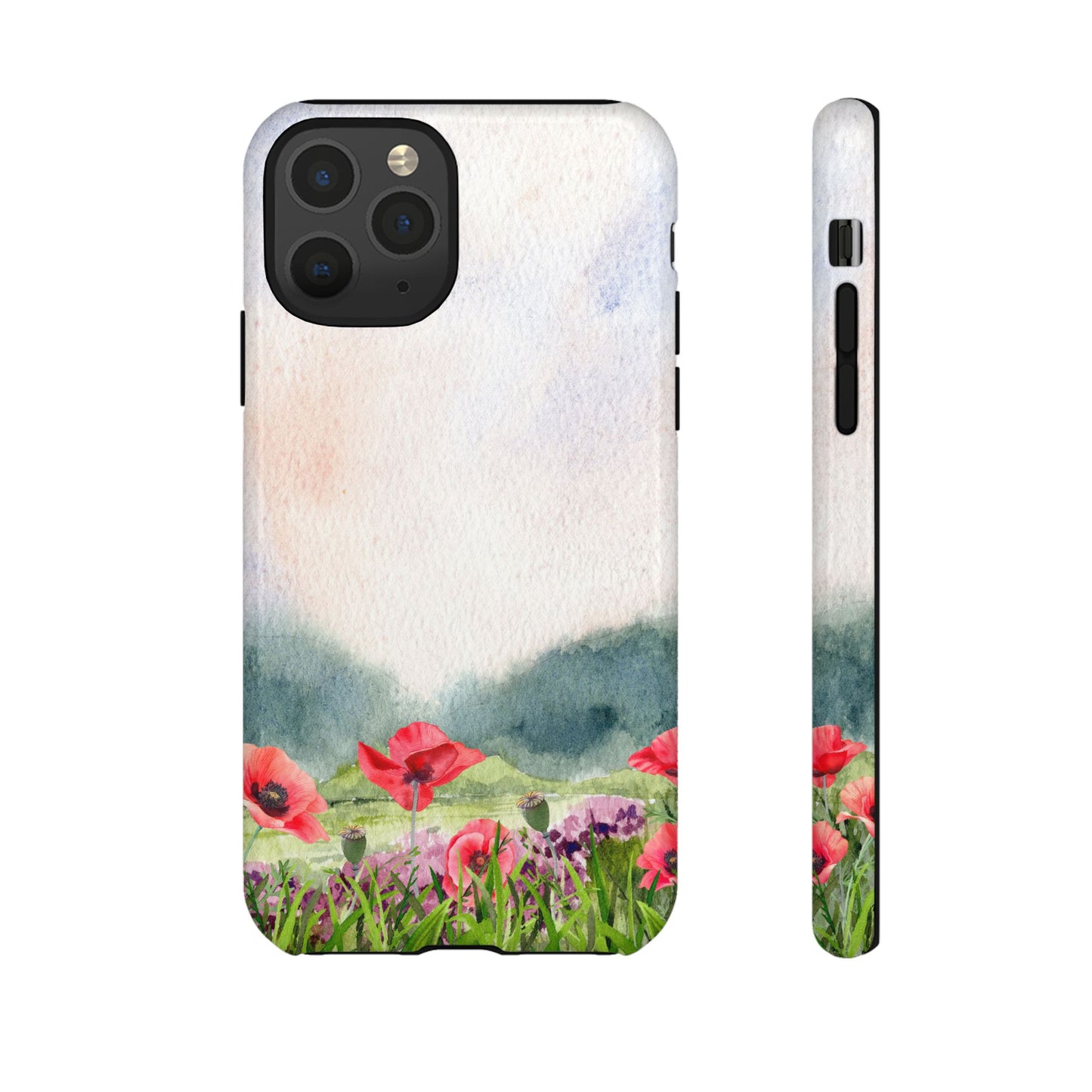 Floral Tough Phone Case – Watercolor Poppy Design for Nature Lovers