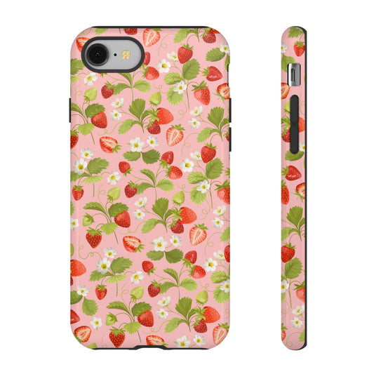 Strawberry Floral Tough Case - Cute Berry Pattern Phone Cover