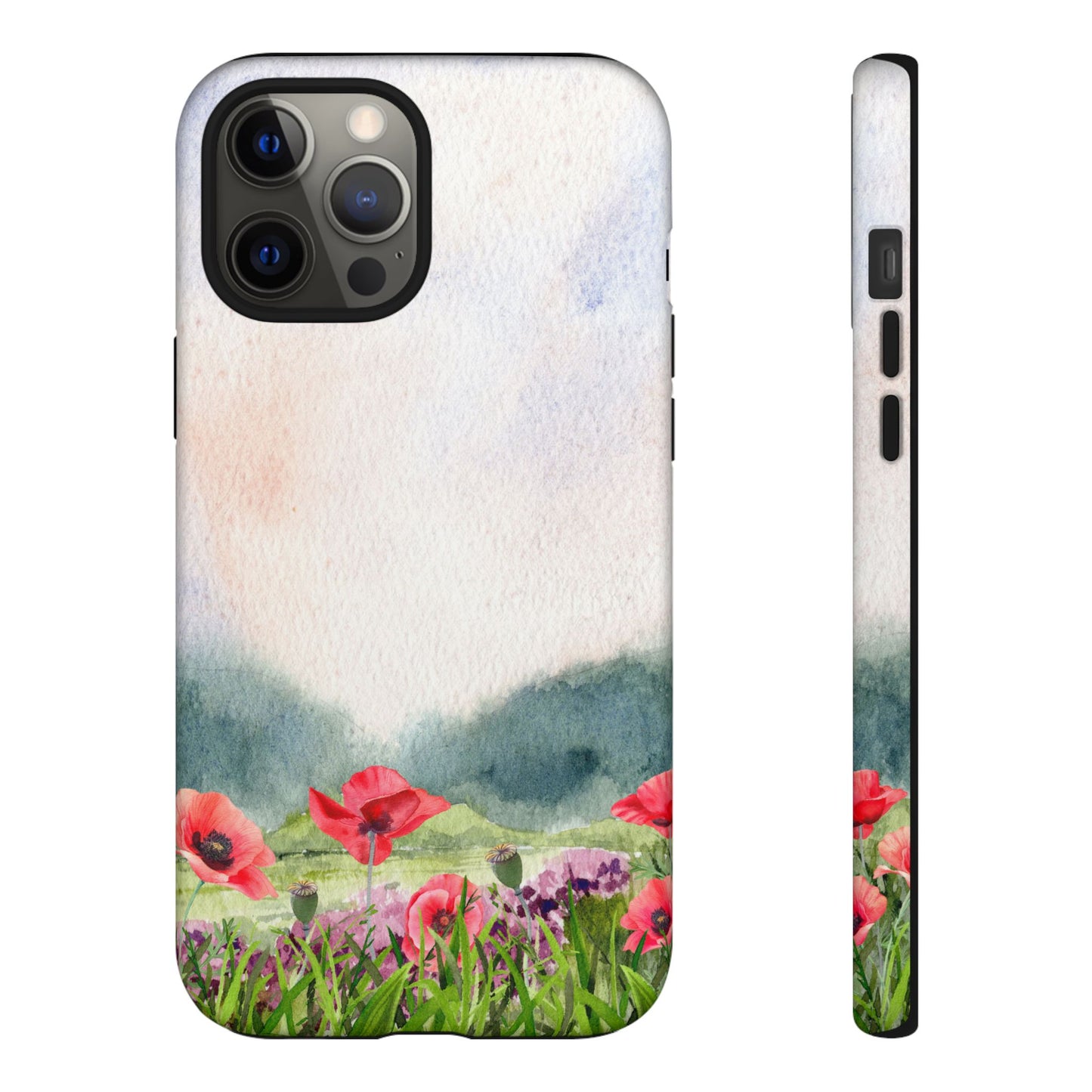 Floral Tough Phone Case – Watercolor Poppy Design for Nature Lovers