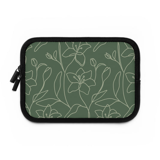Floral Laptop Sleeve - Elegant Green Design for Stylish Protection
