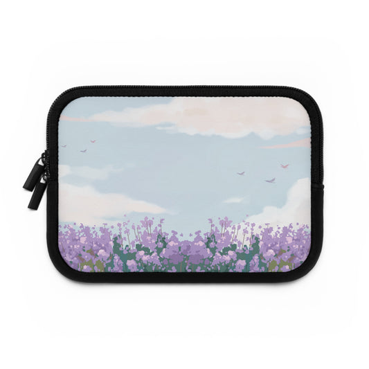 Floral Laptop Sleeve - Lavender Sky Design for Nature Lovers