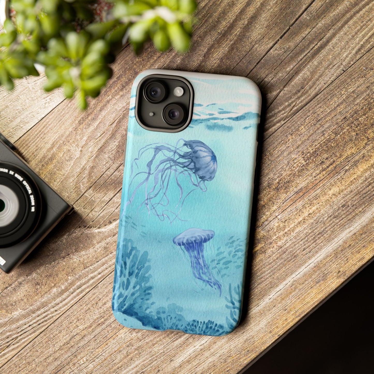 Ocean-Inspired Tough Phone Case with Jellyfish Design
