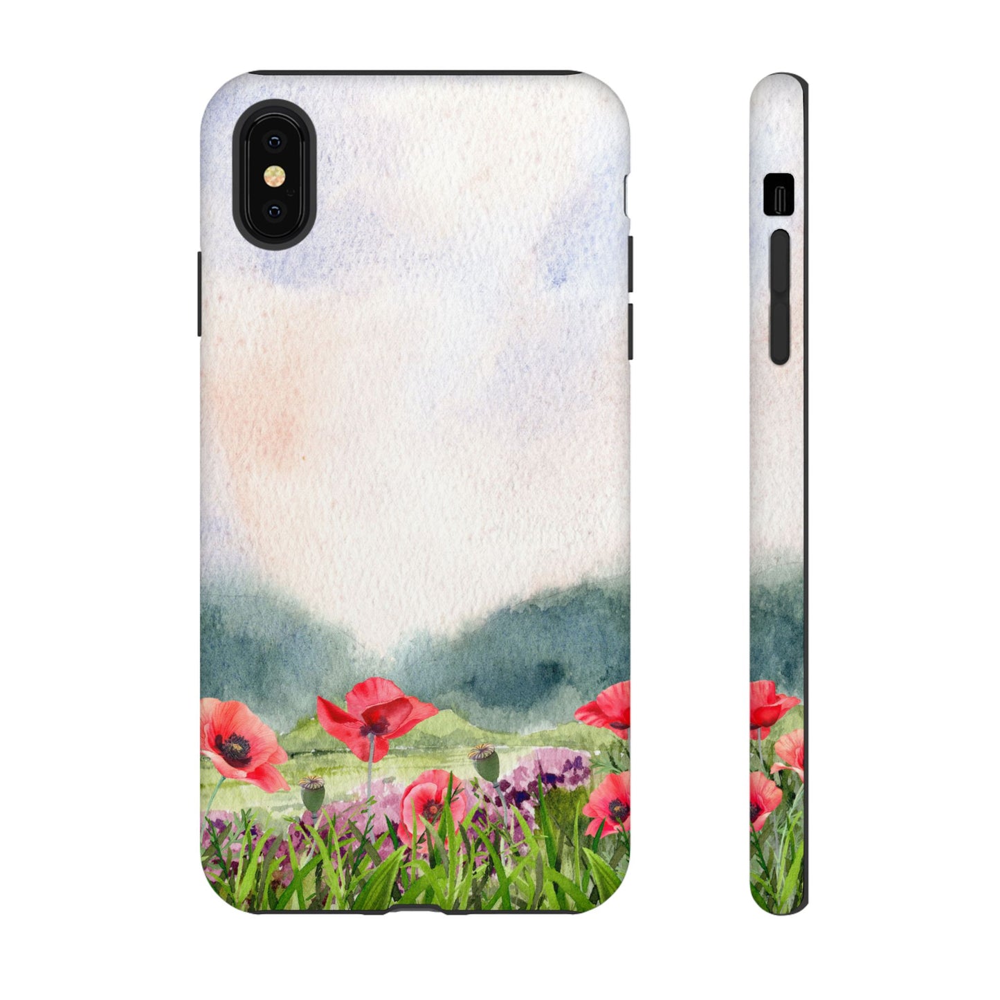 Floral Tough Phone Case – Watercolor Poppy Design for Nature Lovers