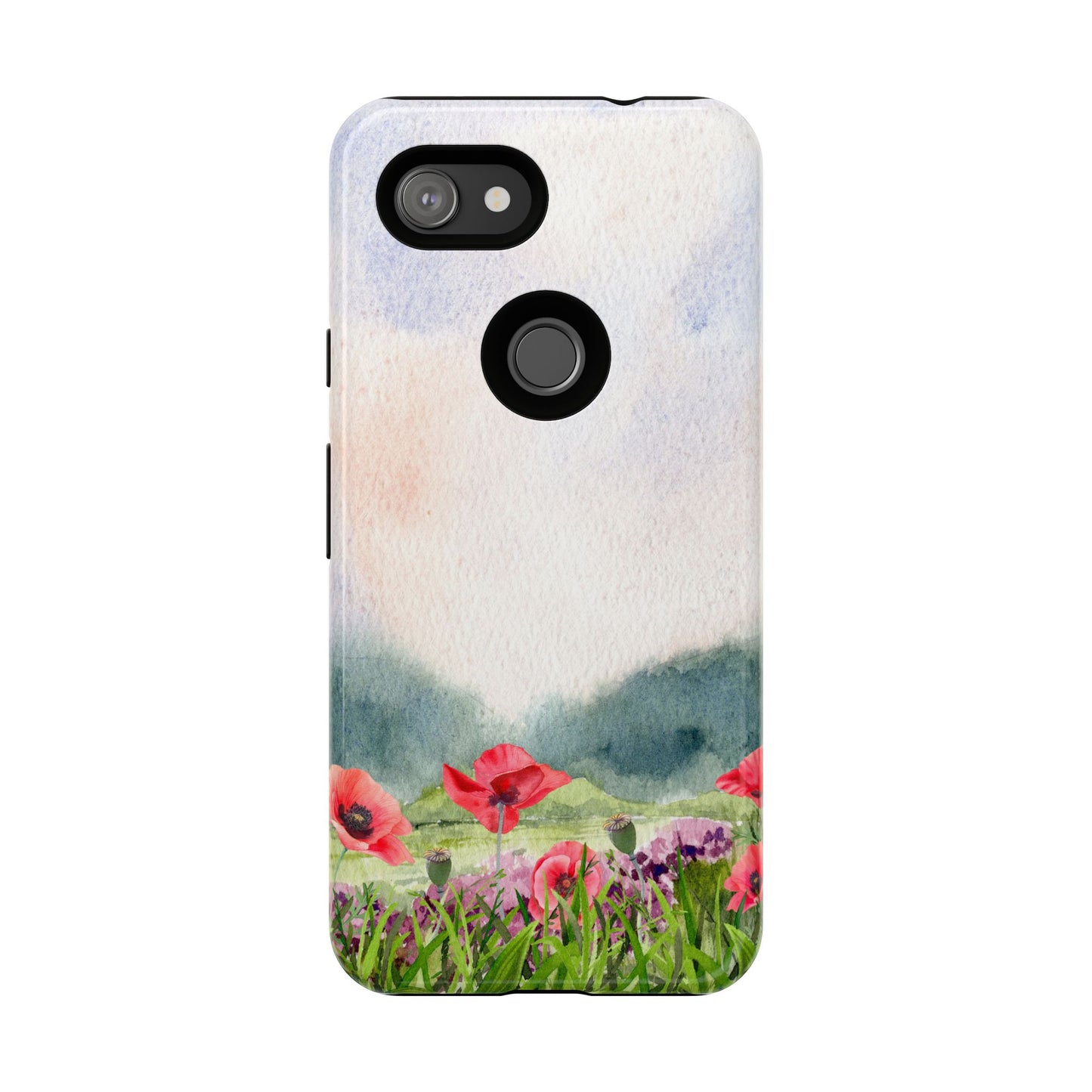 Floral Tough Phone Case – Watercolor Poppy Design for Nature Lovers