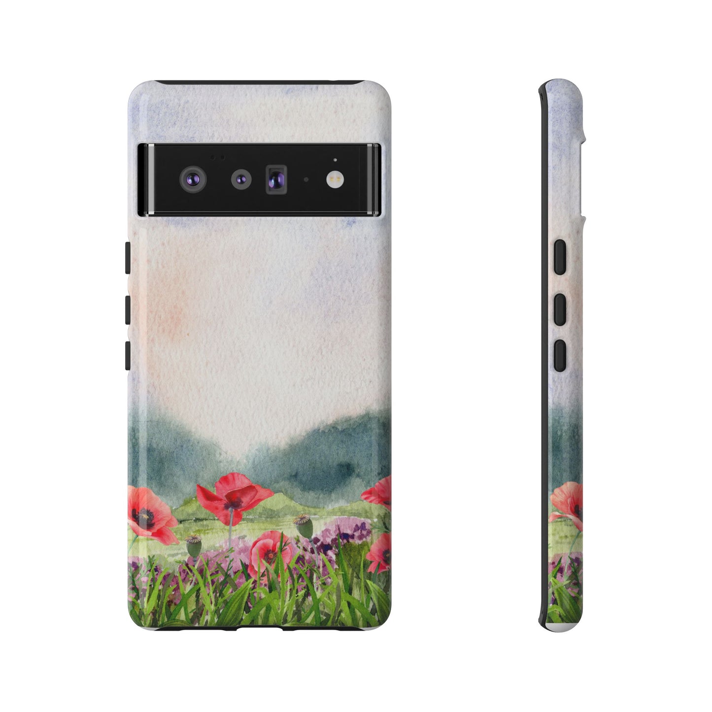 Floral Tough Phone Case – Watercolor Poppy Design for Nature Lovers