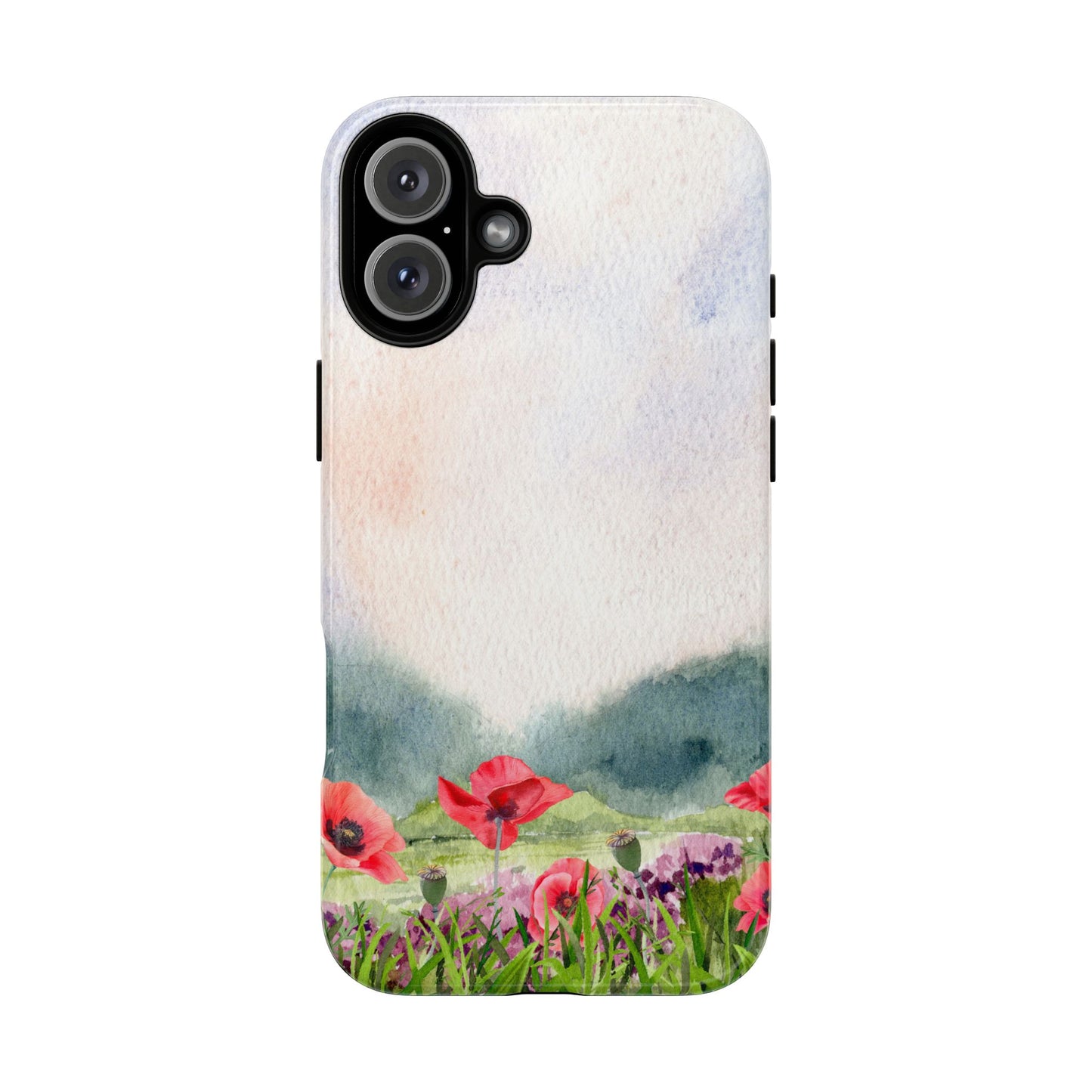 Floral Tough Phone Case – Watercolor Poppy Design for Nature Lovers